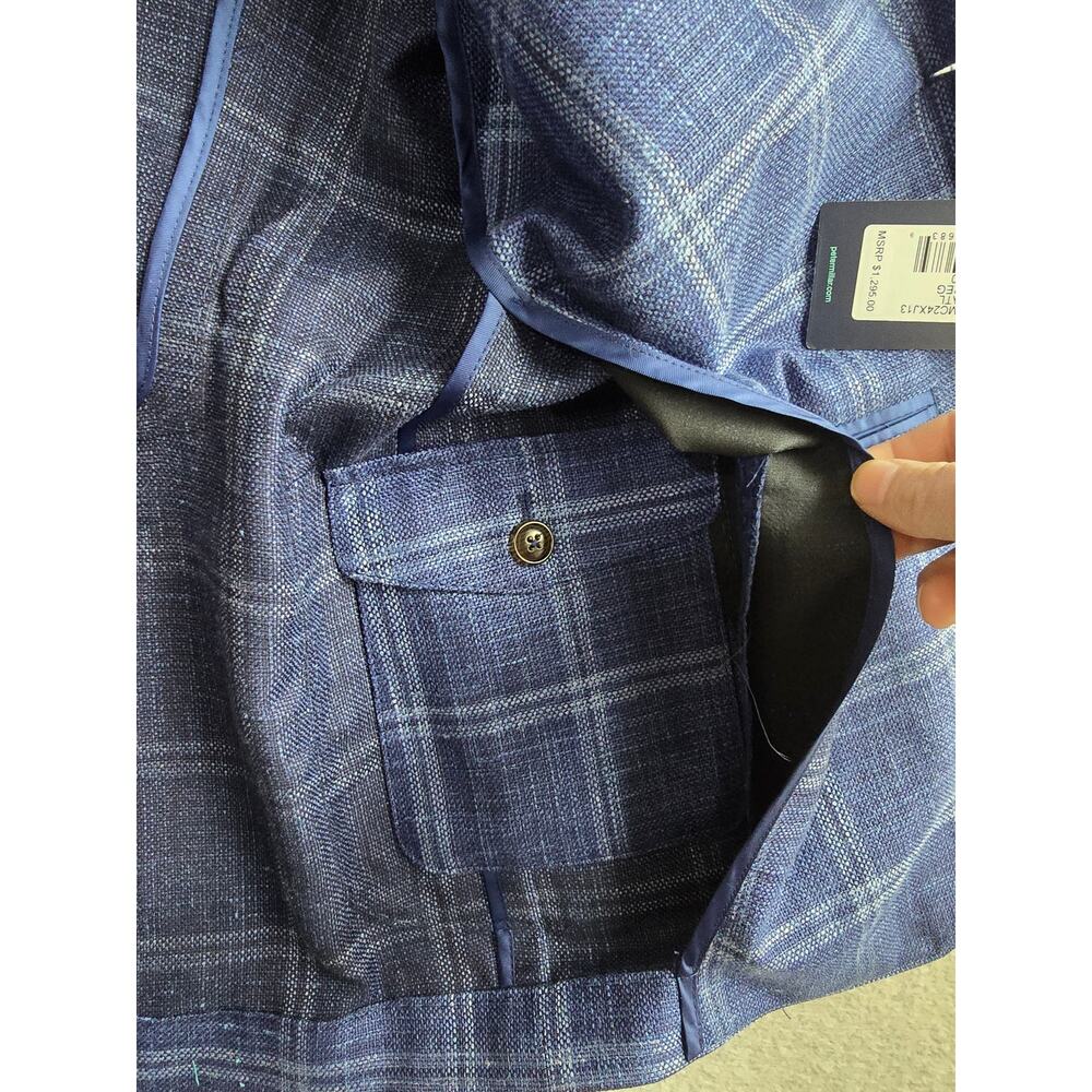 Peter Millar Collection Wool Silk Linen Sport Coat Blazer 40R Unlined Windowpane - Picture 8 of 14